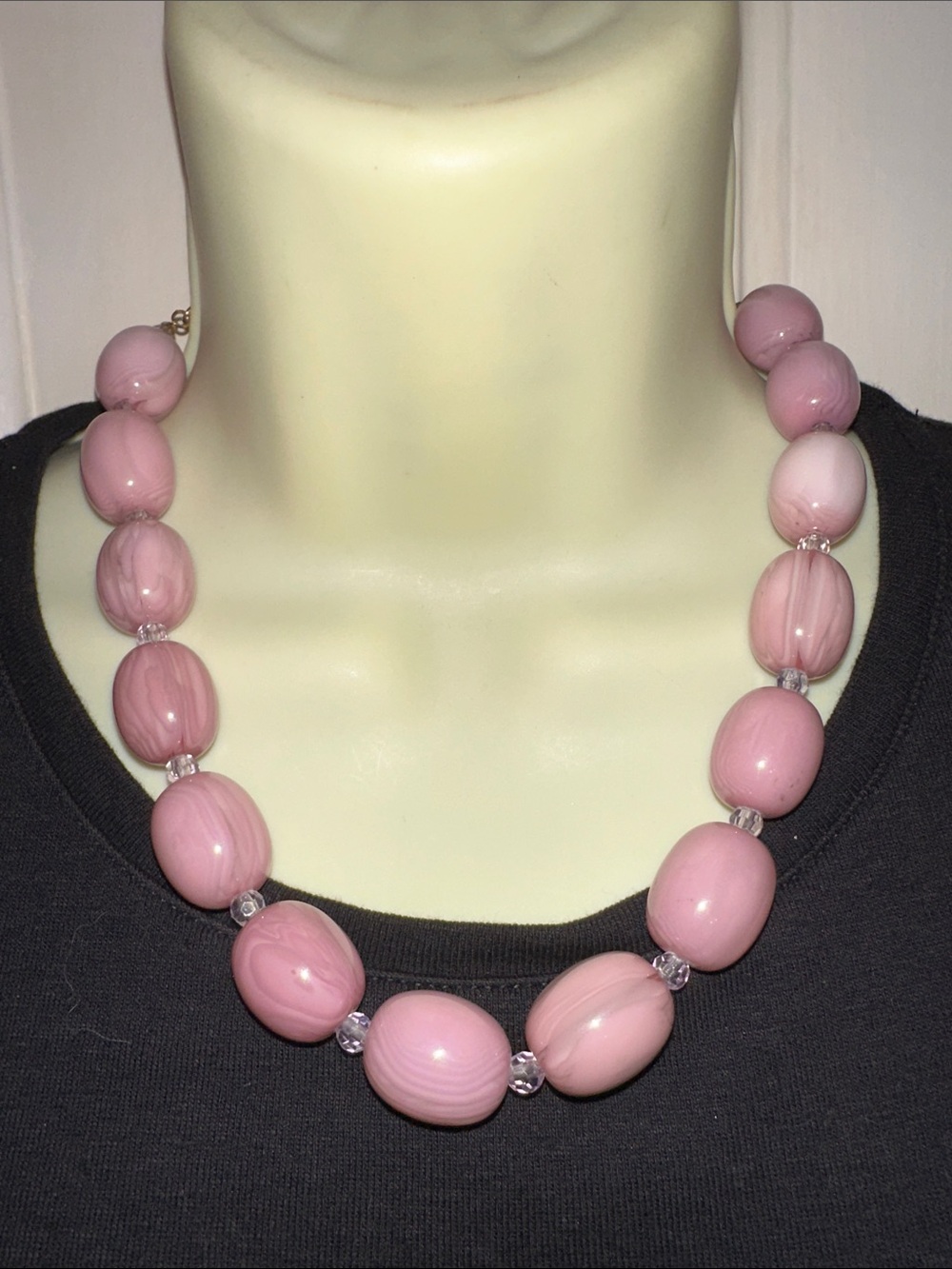 Lavender Large Glass Bead Statement Necklace